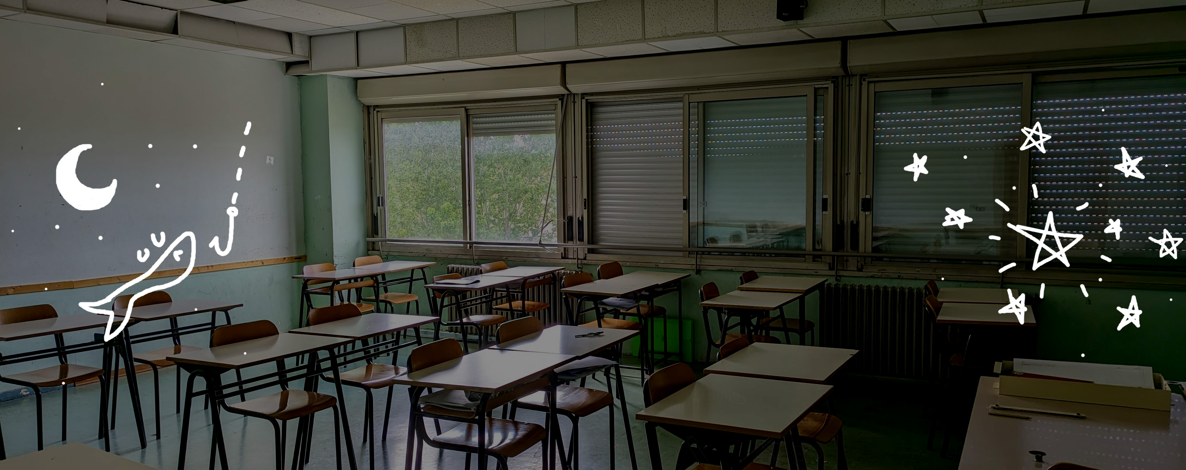 picture of an empty classroom with green interiors